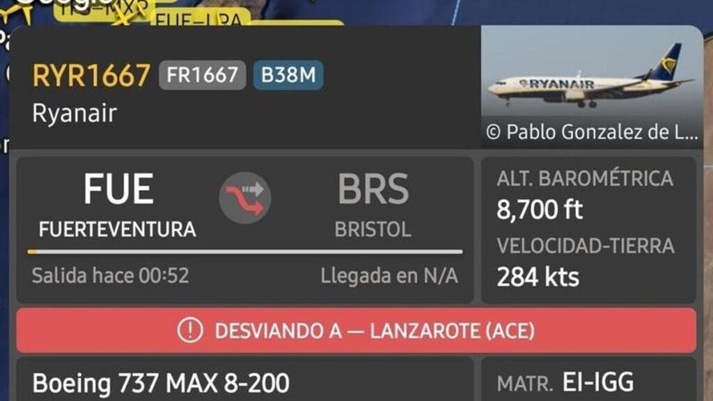 ryanair flug fuerteventura bristol umleitung lanzarote