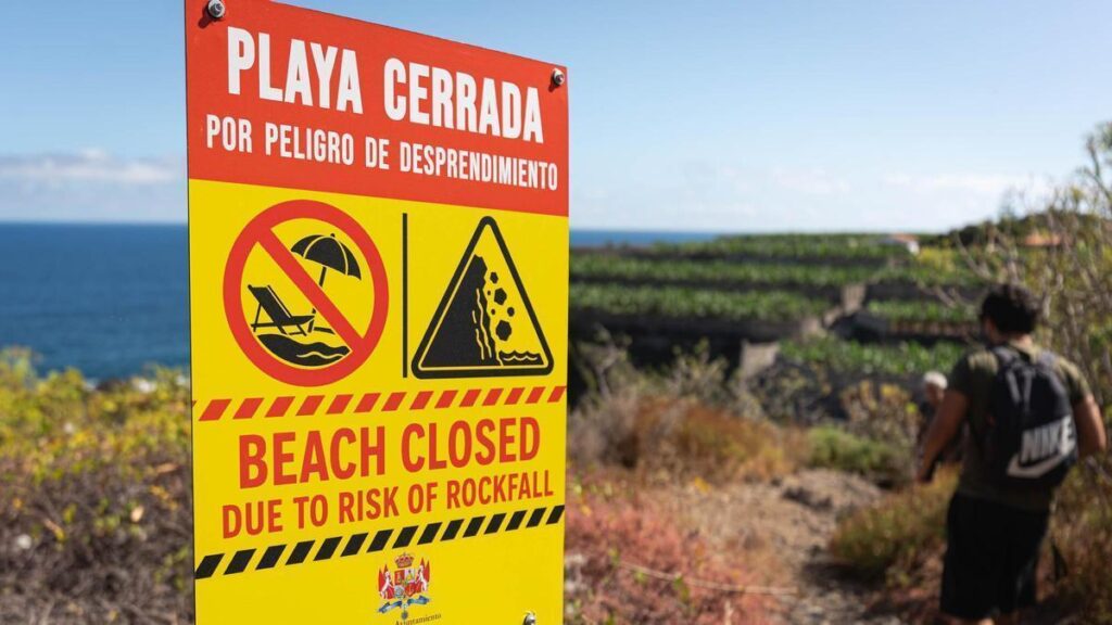 geschlossene straende teneriffa erdrutsch