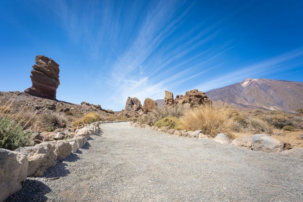 a dirt road in the middle of a desert